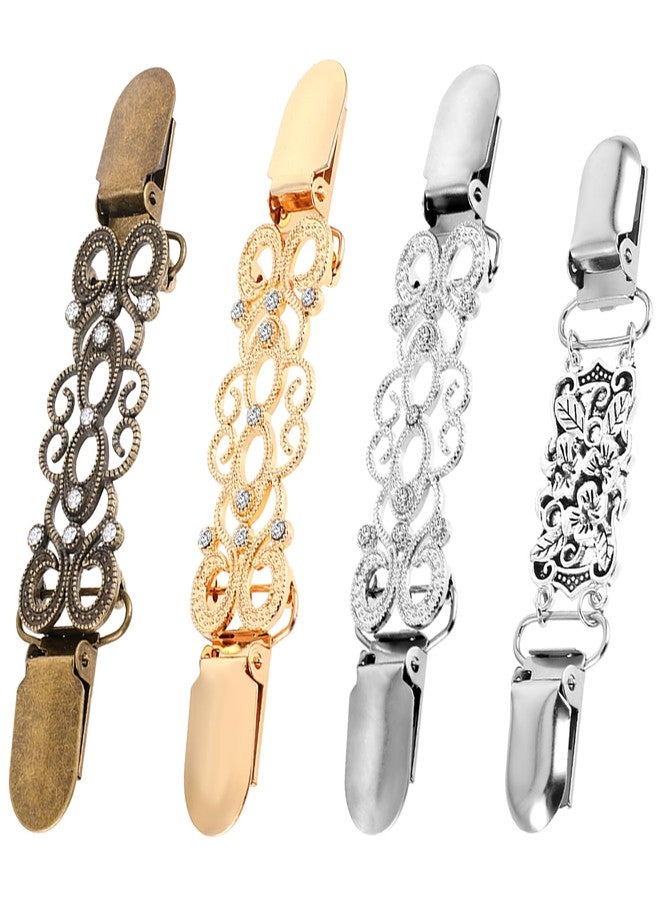 Tucnoeu 4pcs Vintage Dress Clips Waist Cincher Clips 4 Styles Sweater Dress Shirt Clip for Women Clothing,Back Cinch Dres Cincher Shawl Cardigan Brooch Clip - Image 1